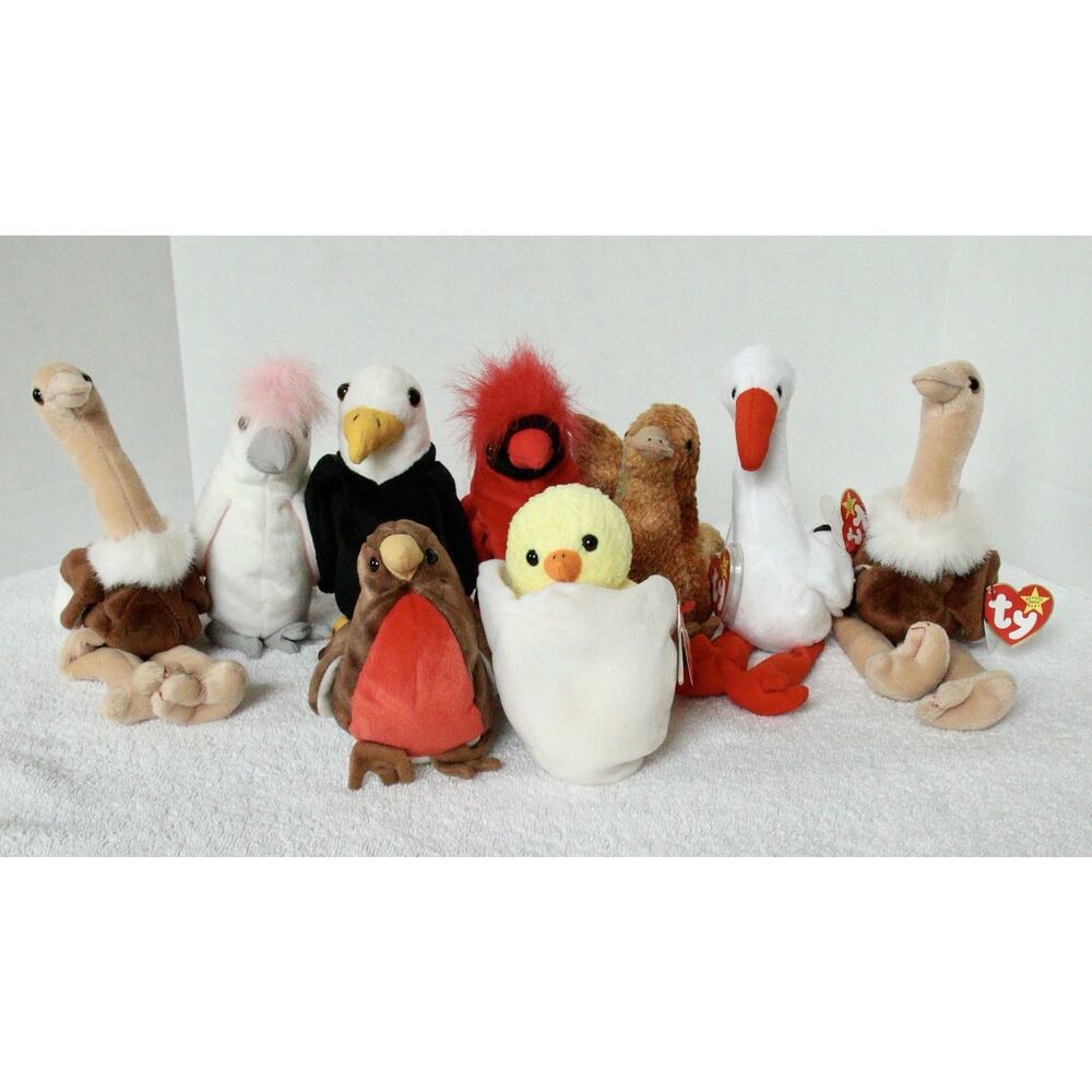 Ty Beanie Babies Bird Lot of 8 Stretch Early KuKu Eggbert Mac Stilts - Picture 2 of 12